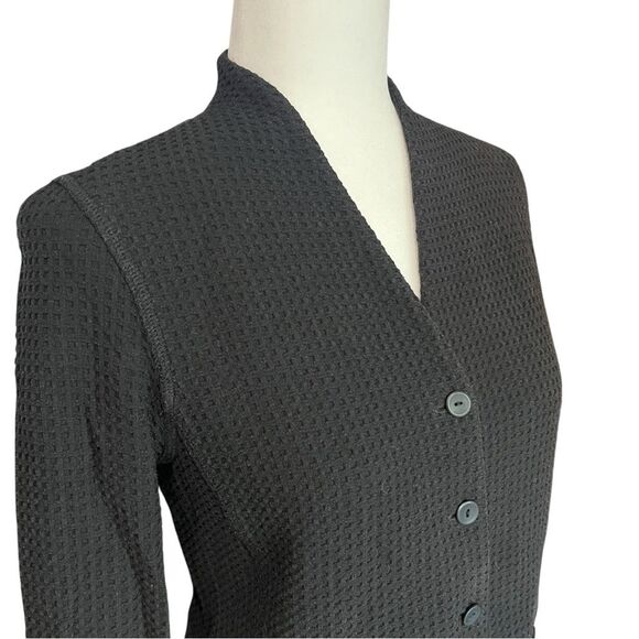 Eileen Fisher Black Waffle Knit Textured Jacket Womens Petite Small - Picture 3 of 7